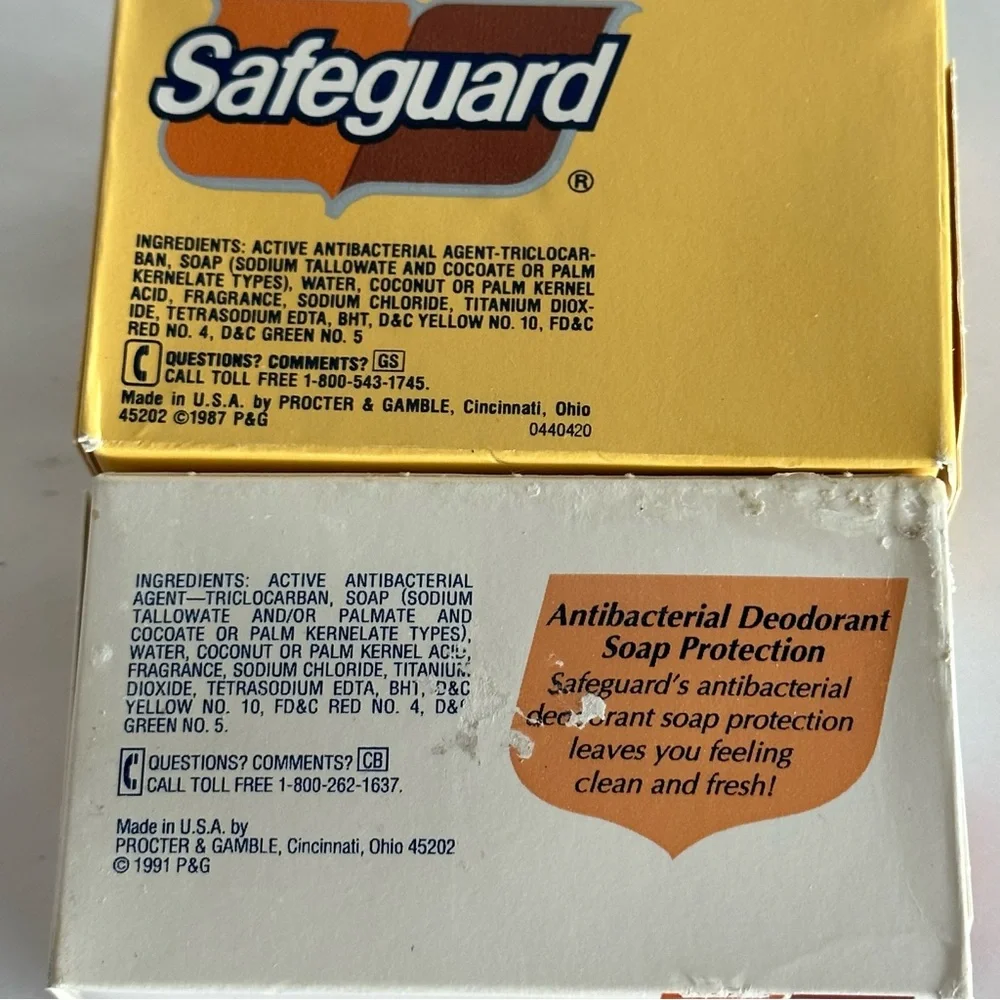 Set of 2 Vintage Safeguard beige deodorant bar soap 1991‎ 1987